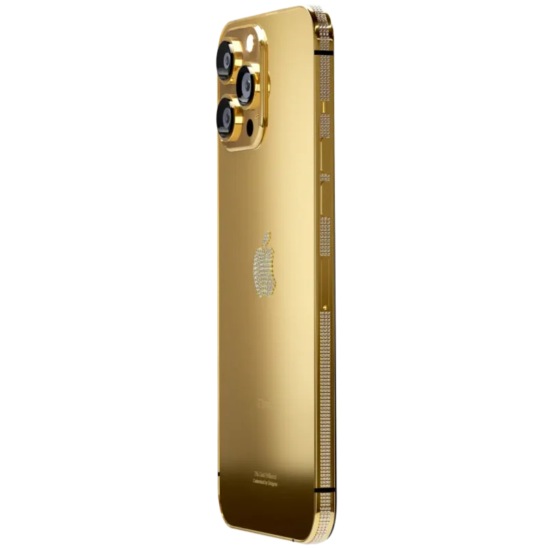 24k Gold Rose Gold Platinum iPhone 15 ProPro Max VS1 Diamond Bezel Logo.webp